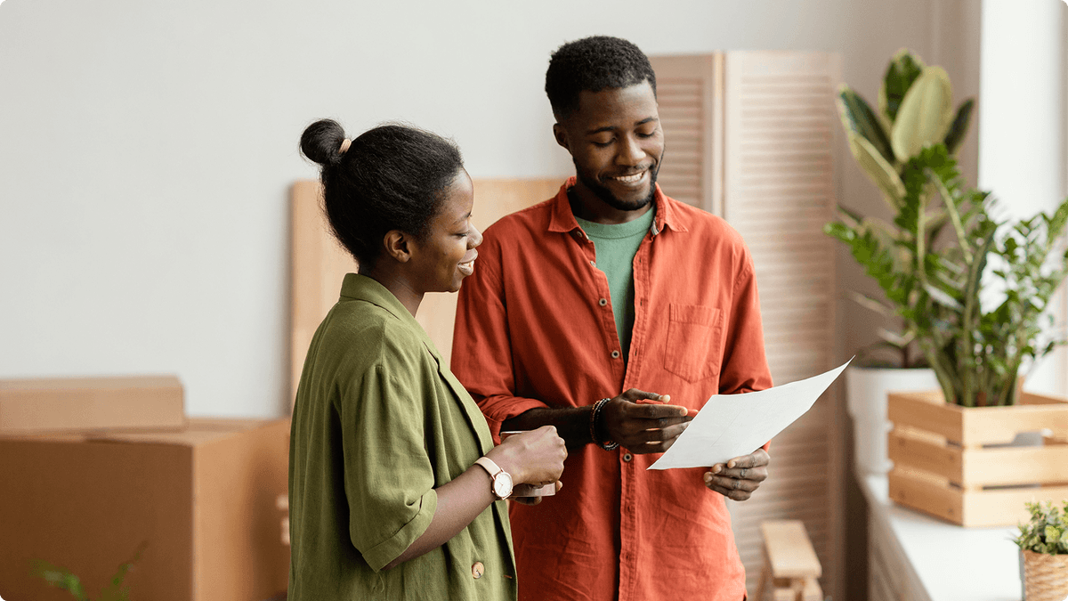 Couple looking at home options